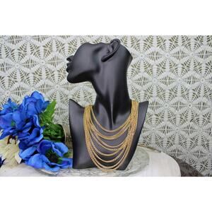 Vintage Monet Goldtone 9 Strand Layered Necklace